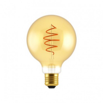 Ampoule LED Globe G95 ligne Croissant dorée avec filament en spirale 4.9W E27 dimmable 2200K