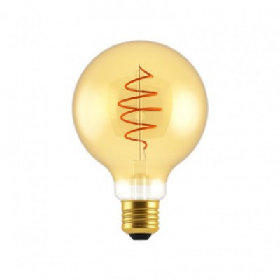 LED-Glühbirne Globo G95, Linie Croissant, golden mit Spiralfilament 4.9W E27 Dimmbar 2200K