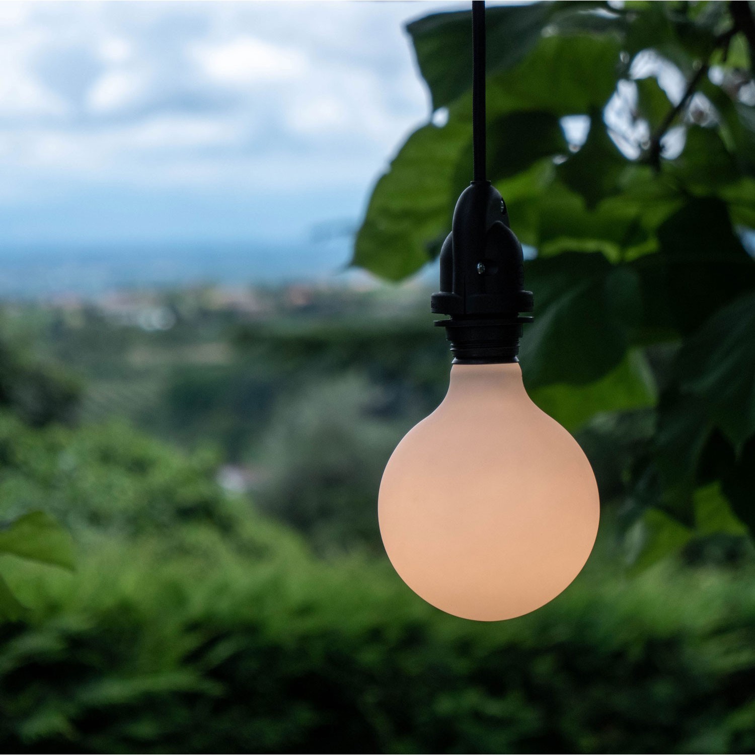 EIVA Lampada a sospensione per paralume da esterni con 1,5 m cavo tessile, rosone e portalampada IP65 waterproof