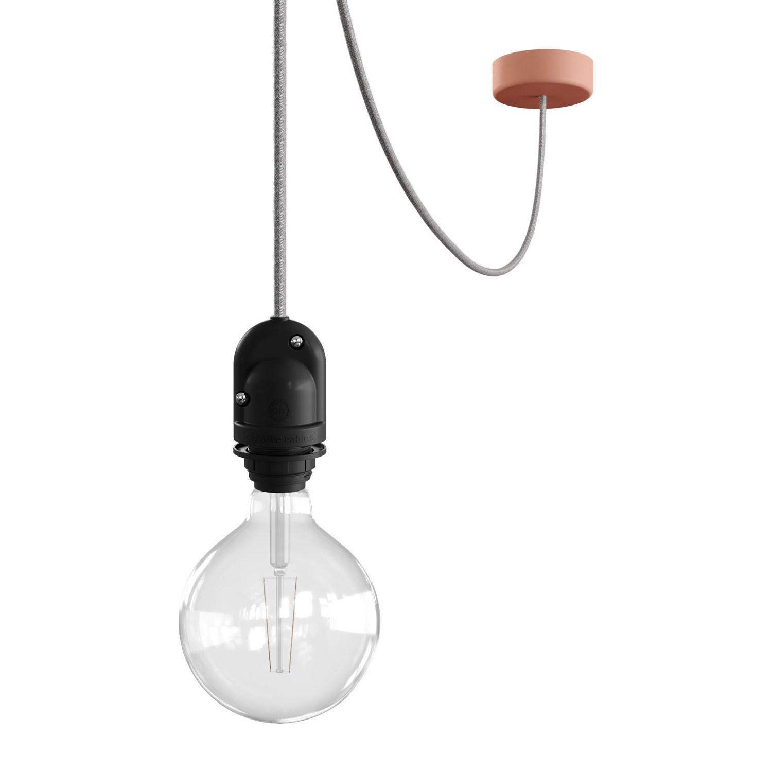 EIVA Suspension d'extérieur pour abat-jour avec 5m câble textile, décentreur, rosace et douille étanche IP65