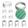 Kit Symmetric Filé system - avec câbles pour guirlande lumineuse de 5 mètres et 9 composants en bois verni blanc pour intérieur