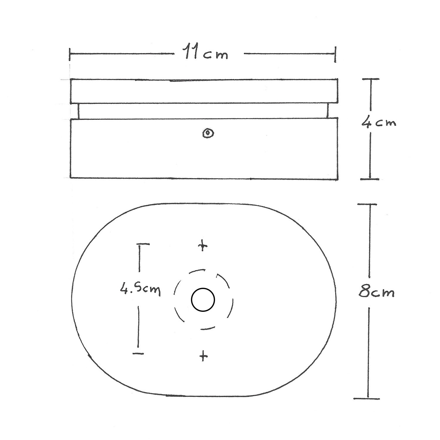 Rosace ovale en bois avec un trou central et 2 trous latéraux pour le câble plat de guirlande et le système Filé