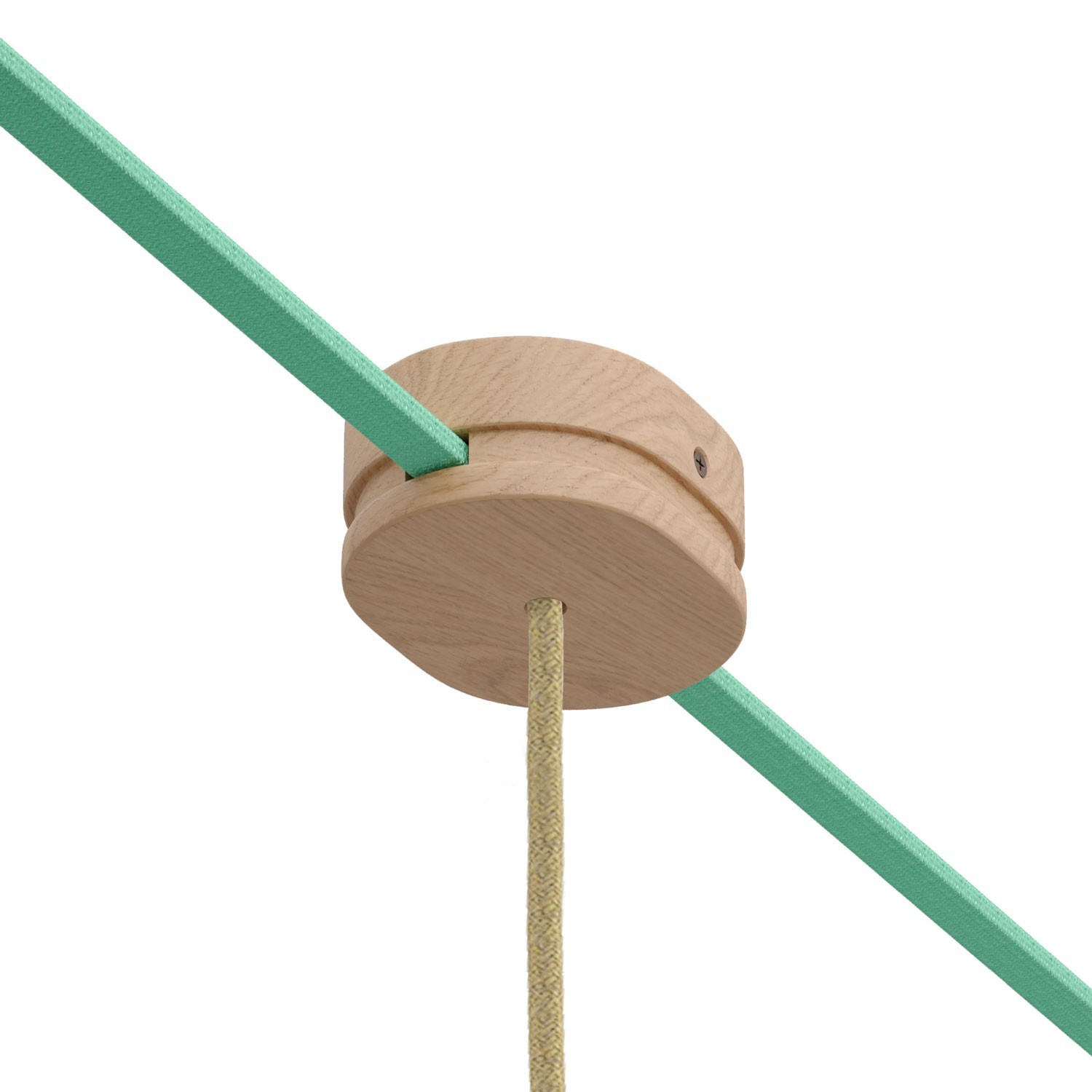 Rosone ovale in legno con un foro centrale e 2 fori laterali per cavo per catenaria e sistema Filé. Made in Italy
