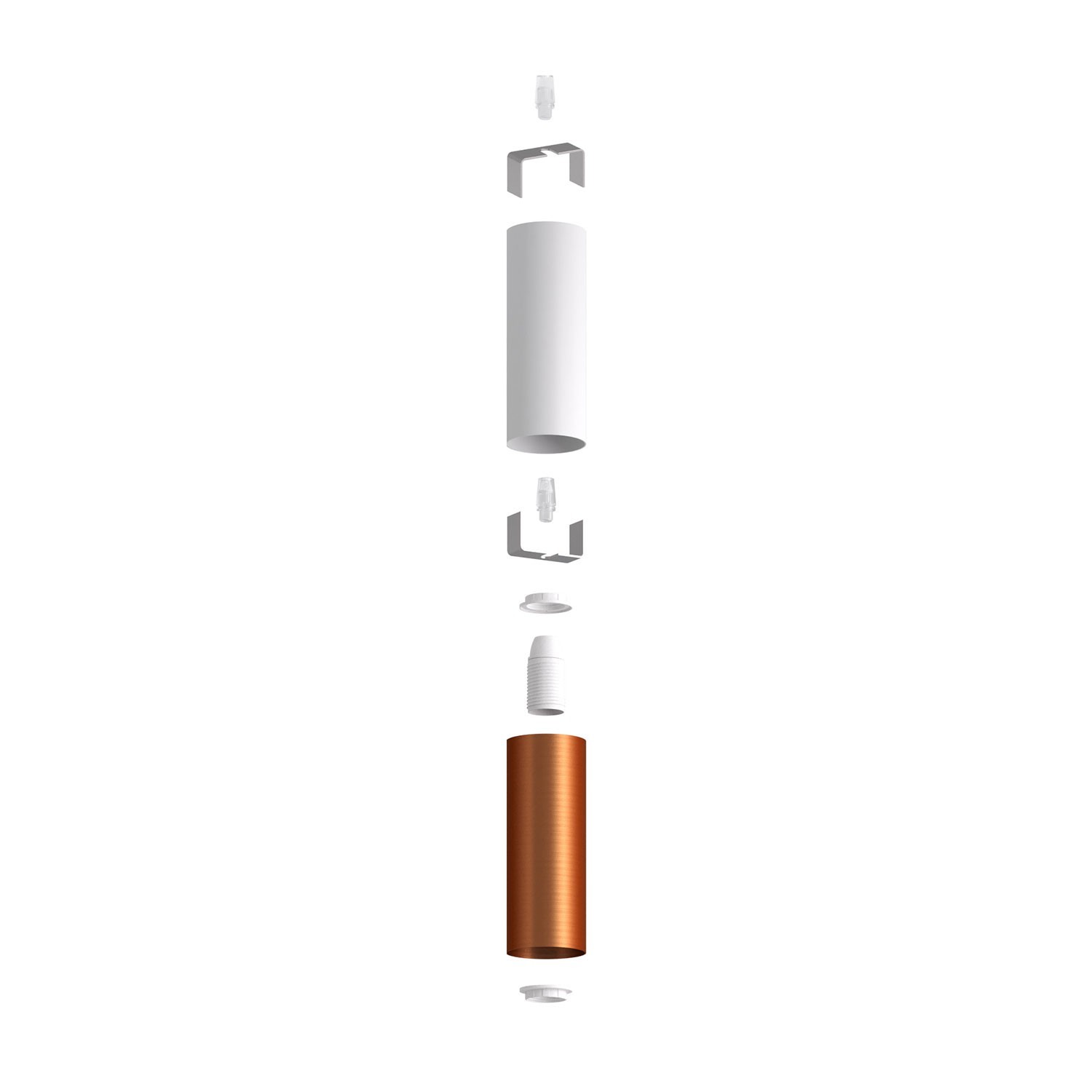 Tub-E14, tubo in metallo doppio per faretto con portalampada doppia ghiera E14