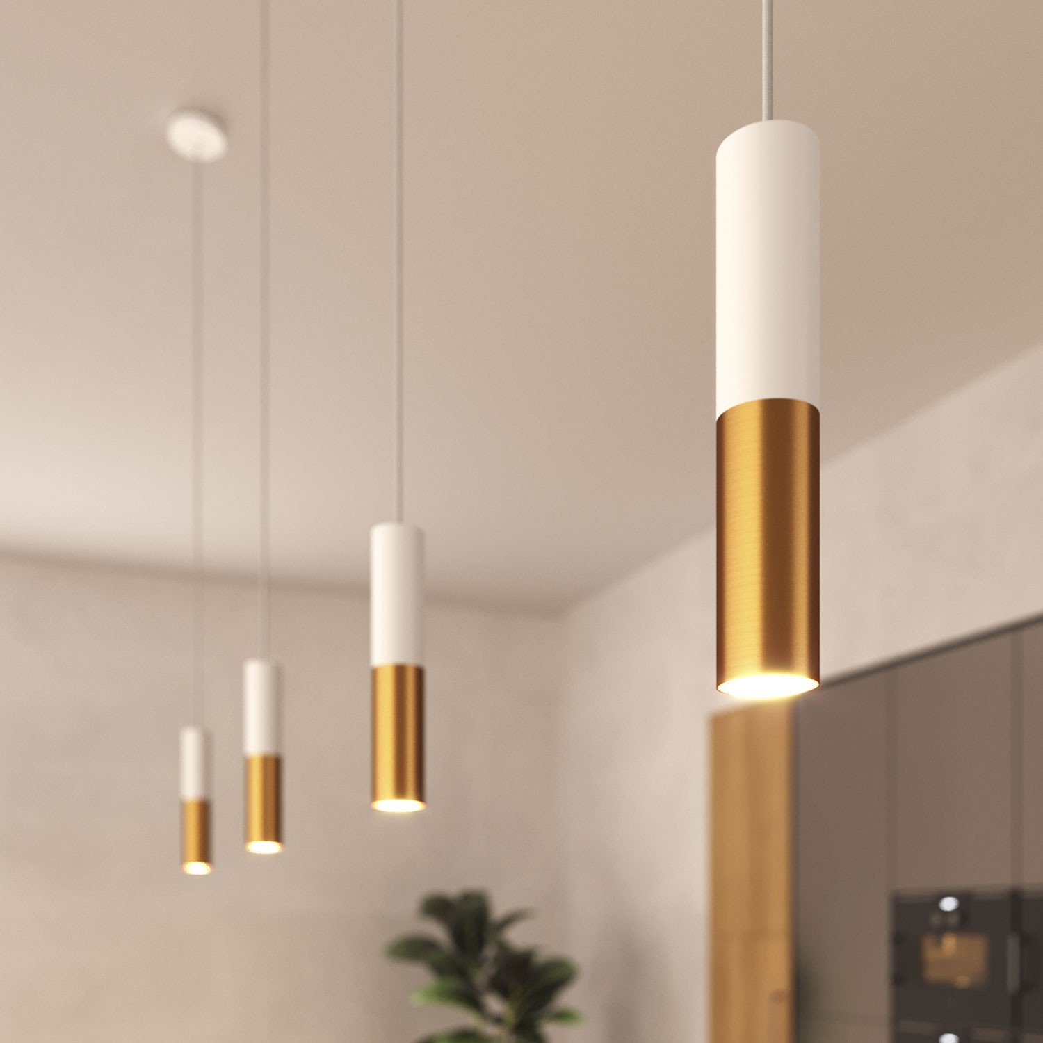 Tub E14, doppeltes Metallrohr für Punktstrahler mit Lampenfassung und E14-Doppelringmutter