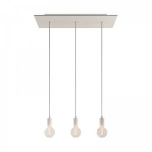 Suspension à 3 bras avec XXL Rose-One rectangulaire 675 mm complète avec câble textile et finitions en métal