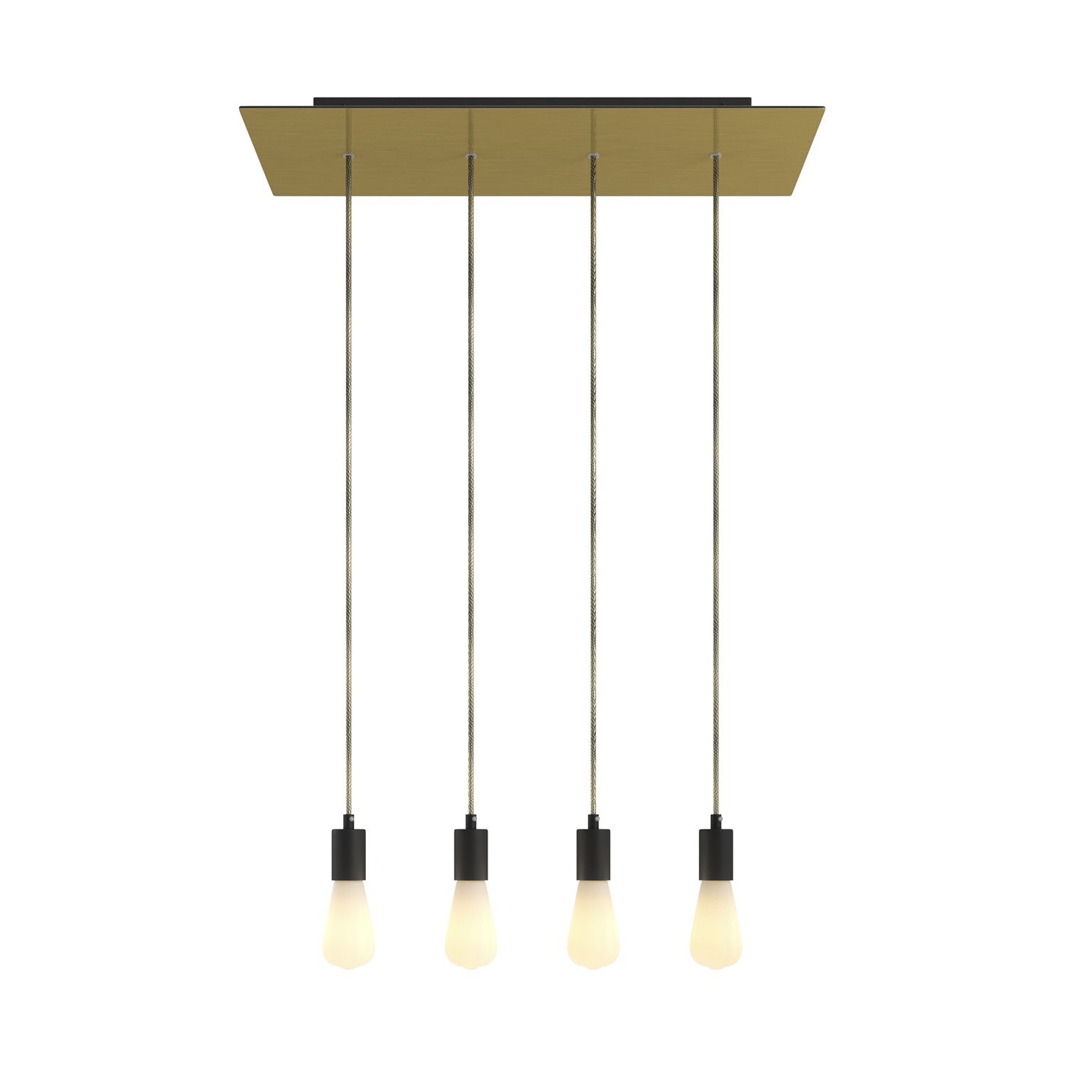 Suspension à 4 bras avec XXL Rose-One rectangulaire 675 mm complète avec câble textile et finitions en métal
