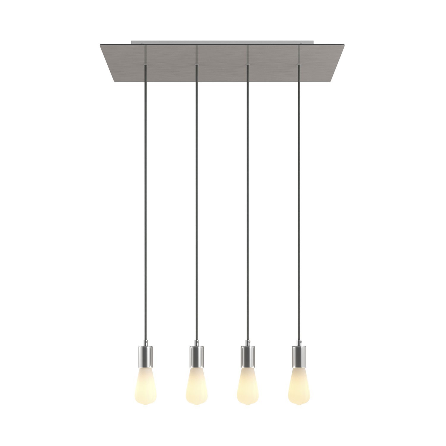 Suspension à 4 bras avec XXL Rose-One rectangulaire 675 mm complète avec câble textile et finitions en métal