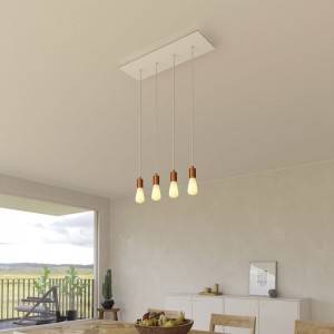 Suspension à 4 bras avec XXL Rose-One rectangulaire 675 mm complète avec câble textile et finitions en métal