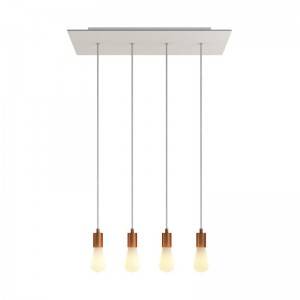 Suspension à 4 bras avec XXL Rose-One rectangulaire 675 mm complète avec câble textile et finitions en métal
