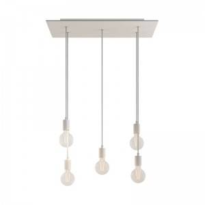 Suspension à 5 bras avec XXL Rose-One rectangulaire 675 mm complète avec câble textile et finitions en métal