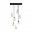 Suspension à 7 bras avec XXL Rose-One rectangulaire 675 mm complète avec câble textile et finitions en métal