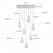 Lampada a sospensione a 7 cadute con XXL Rose-One rettangolare 675 mm completa di cavo tessile e finiture in metallo