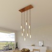 Suspension à 8 bras avec XXL Rose-One rectangulaire 675 mm complète avec câble textile et finitions en métal