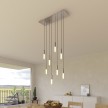 Lampada a sospensione a 8 cadute con XXL Rose-One rettangolare 675 mm completa di cavo tessile e finiture in metallo