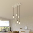 Lampada a sospensione a 8 cadute con XXL Rose-One rettangolare 675 mm completa di cavo tessile e finiture in metallo