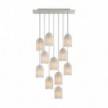 Suspension à 11 bras avec XXL Rose-One rectangulaire 675 mm complète avec câble textile et abat-jour en métal Ghostbell