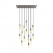 Lampada a sospensione a 14 cadute con XXL Rose-One rettangolare 675 mm completa di cavo tessile e finiture in metallo
