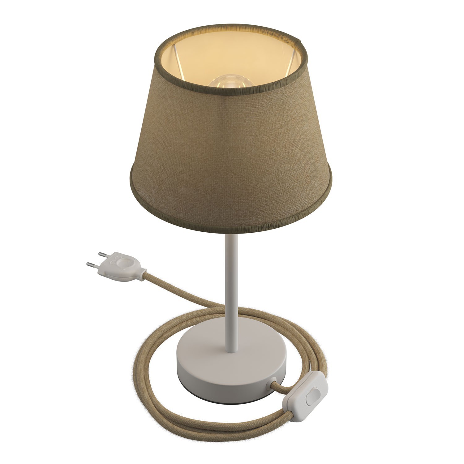 Alzaluce avec abat-jour Impero, lampe de table en métal avec fiche à deux pôles, câble et interrupteur