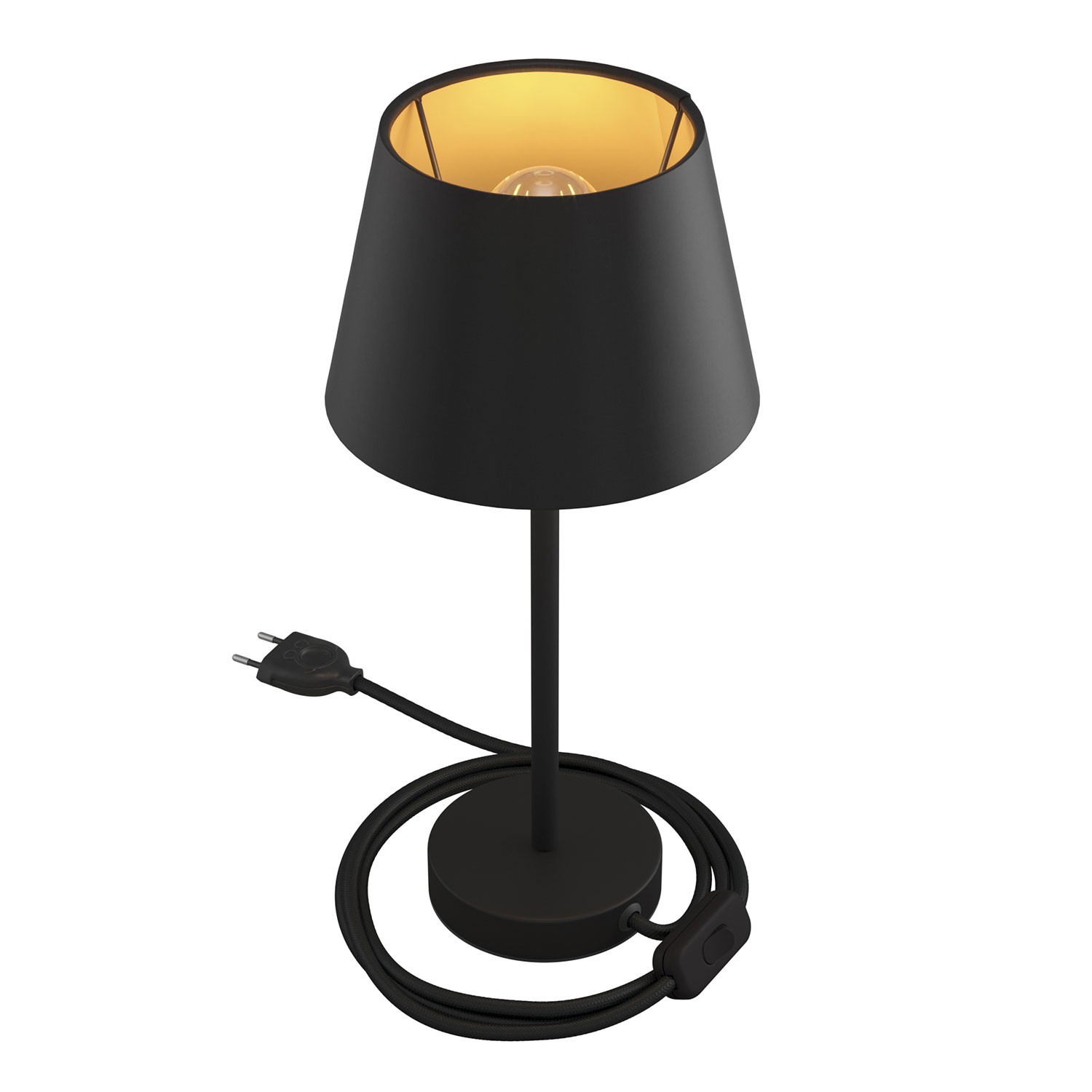 Alzaluce mit Lampenschirm Impero, Tischlampe aus Metall mit 2-poligem Stecker, Kabel und Schalter