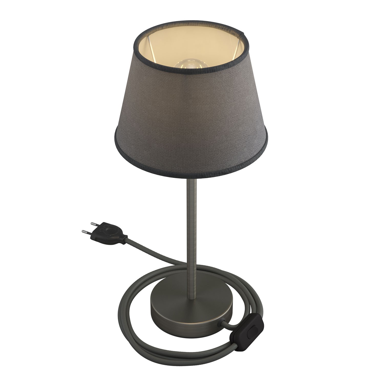 Alzaluce con paralume Impero, lampada da tavolo in metallo con spina 2 poli, cavo e interruttore