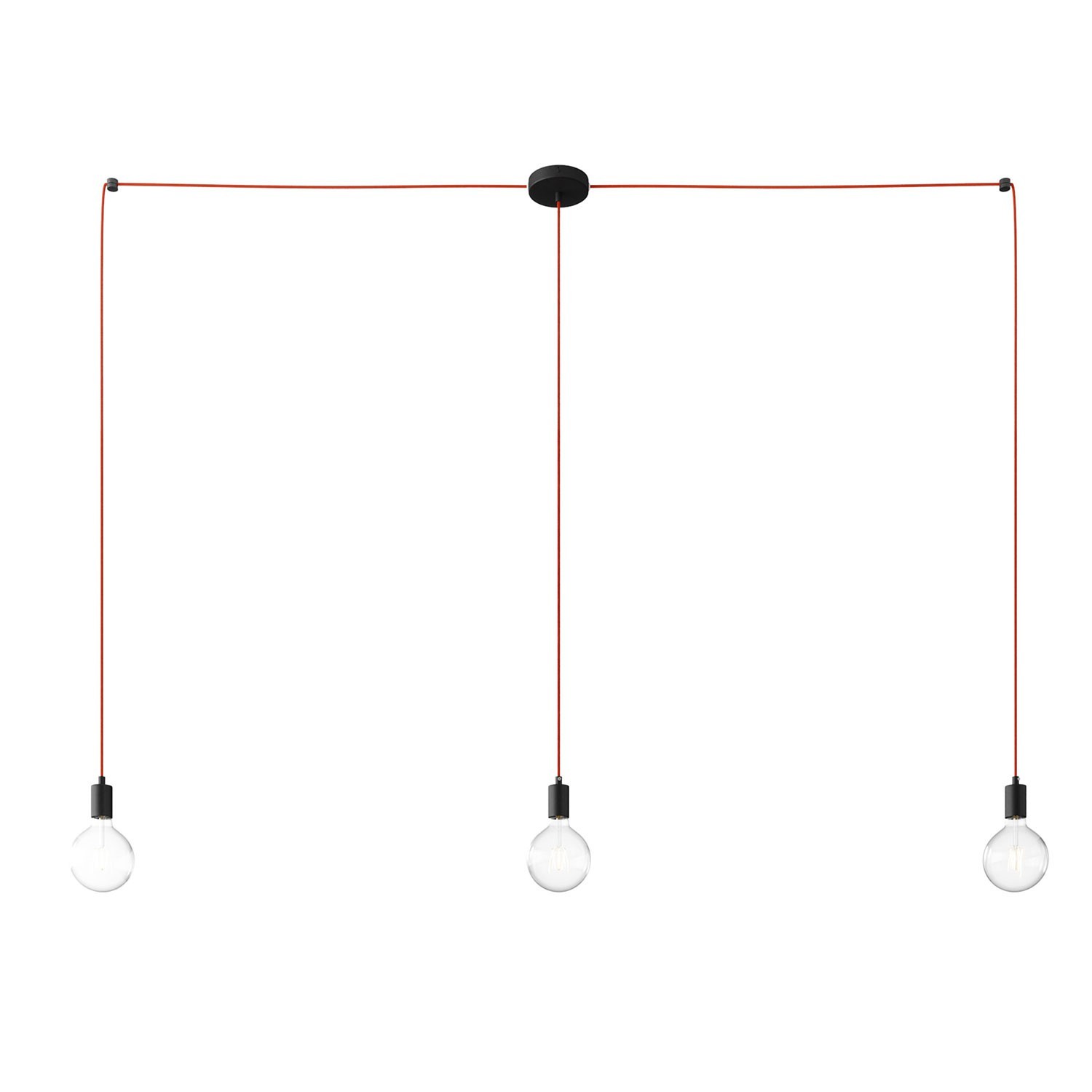 Spider - Lampe suspension multiple 3 bras Made in Italy avec câble textile et finitions en métal