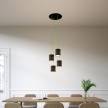 Lampe suspension 4 bras avec Rose-One XXL rond 400 mm avec câble textile et abat-jour en tissu Cylindre