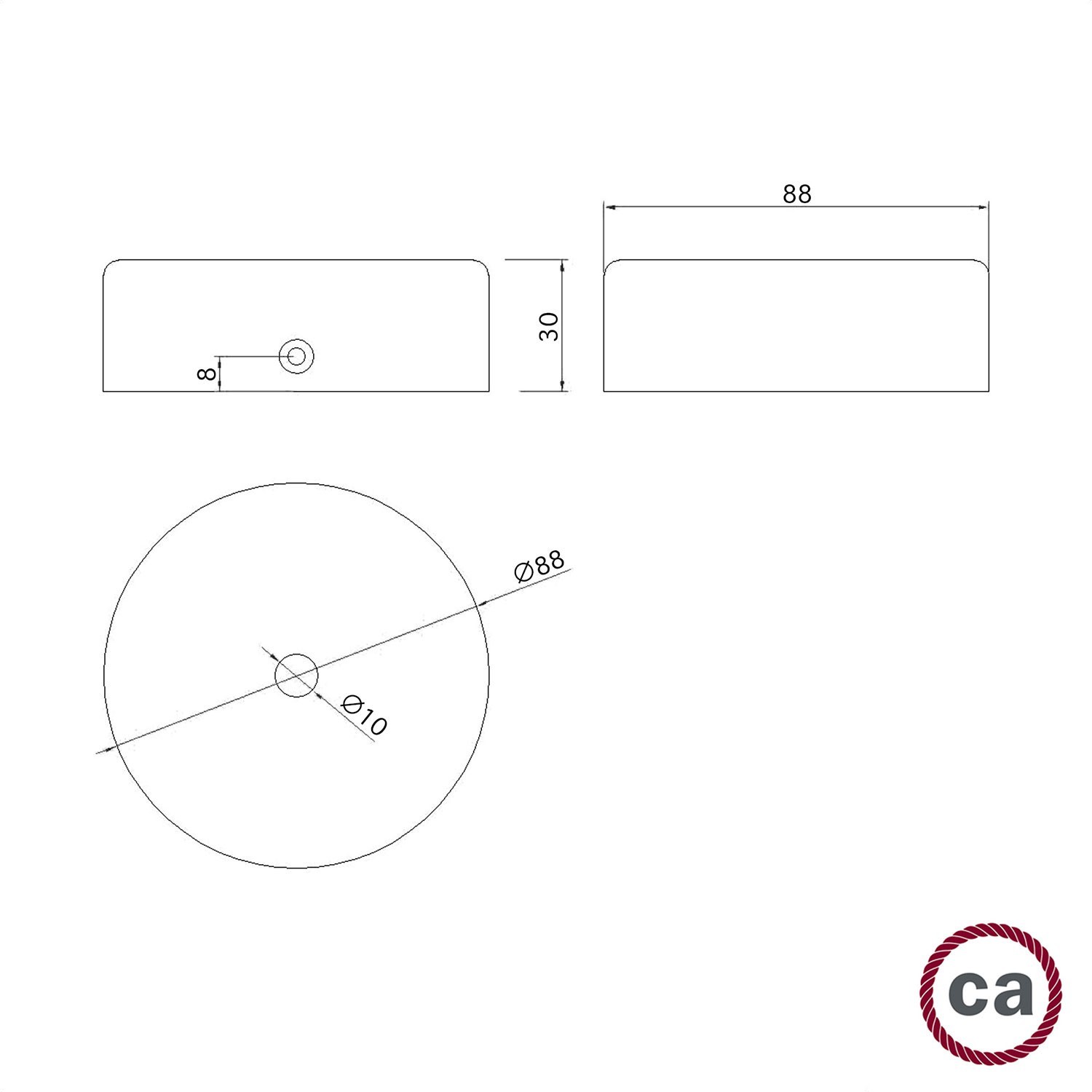 Kit Mini rosace cylindrique en bois avec 1 trou central