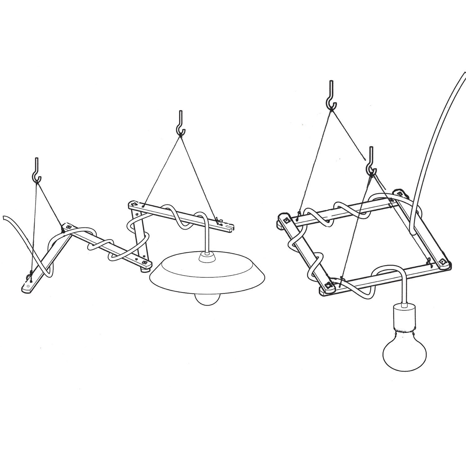 Zigh-Zagh, support de plafond réglable en bois pour lampes à suspension