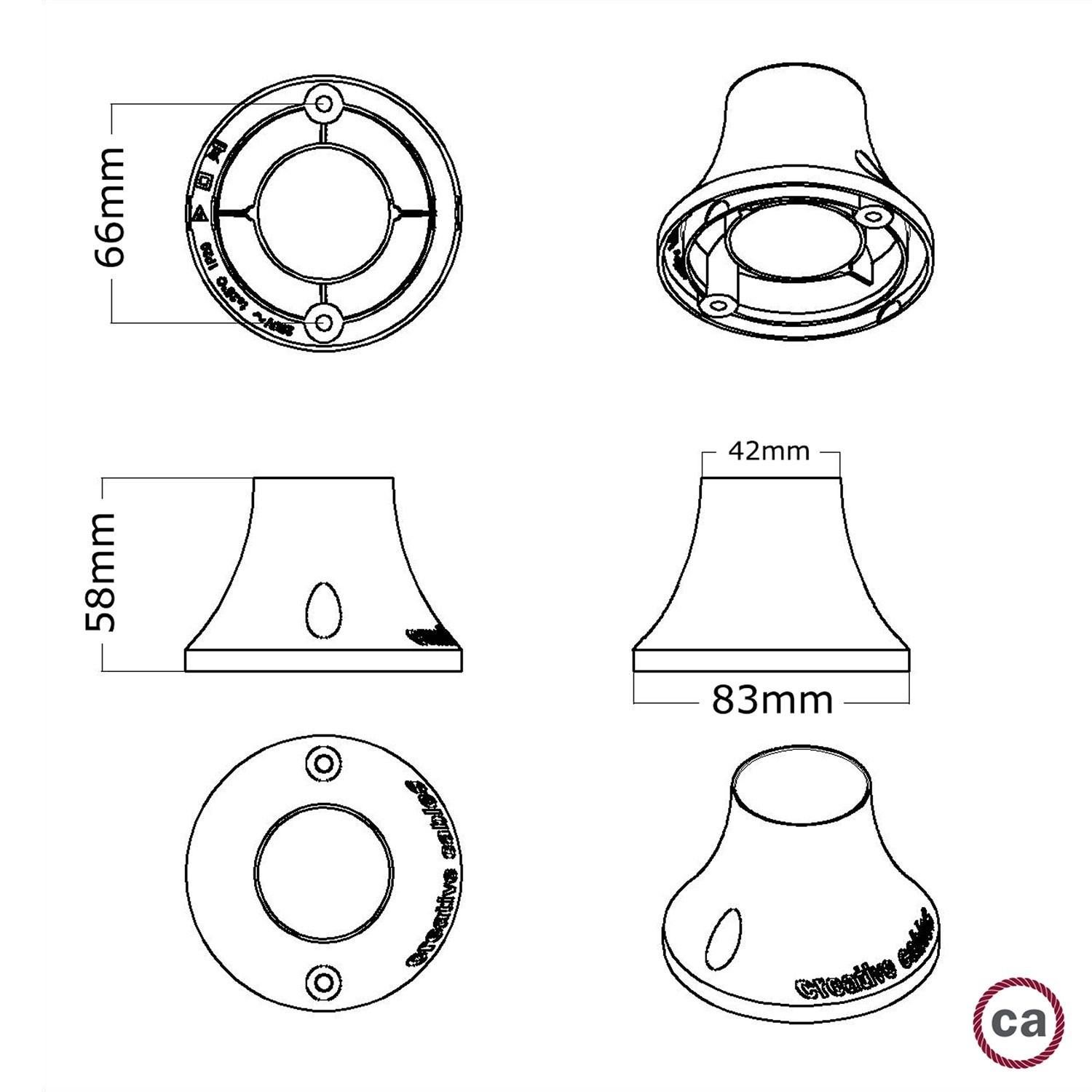 Portalampada metallizzato E27 a parete o soffitto