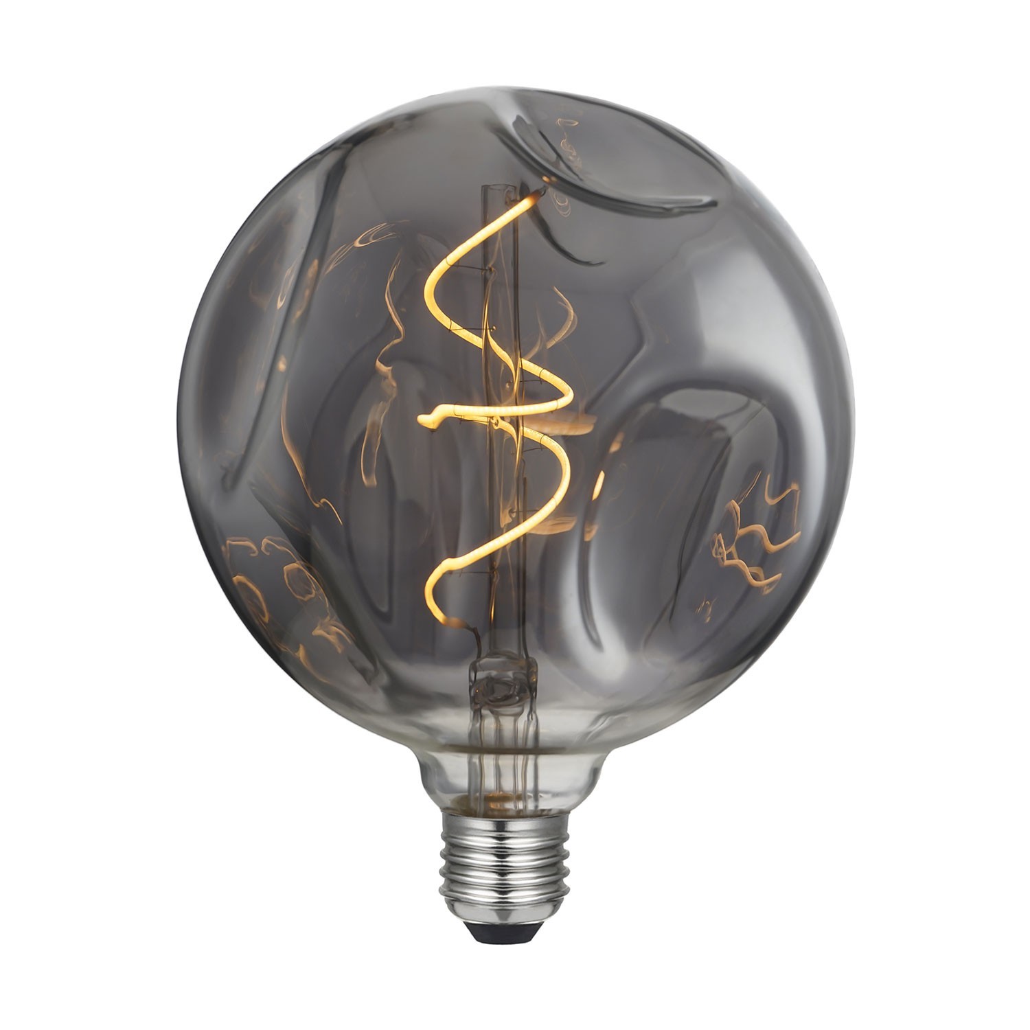 Bumbed LED Glühlampe Globe G140 smoky, Spiral Filament 5W E27, dimmbar 2000K