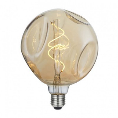 Bumbed LED Glühlampe Globe G140 goldfarben, Spiral Filament 5W E27, dimmbar 2000K