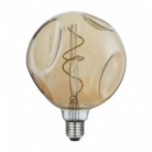 Bumbed LED Glühlampe Globe G140 goldfarben, Spiral Filament 5W E27, dimmbar 2000K