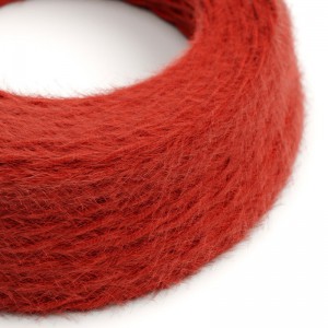 Câble électrique Torsadé Marlene recouvert de tissu aspect Fourrure Rouge Uni TP09