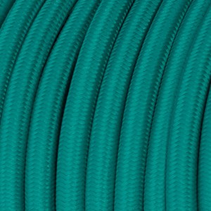 Elektrisches Kabel rund überzogen mit Textil-Seideneffekt Einfarbig Türkis RM71