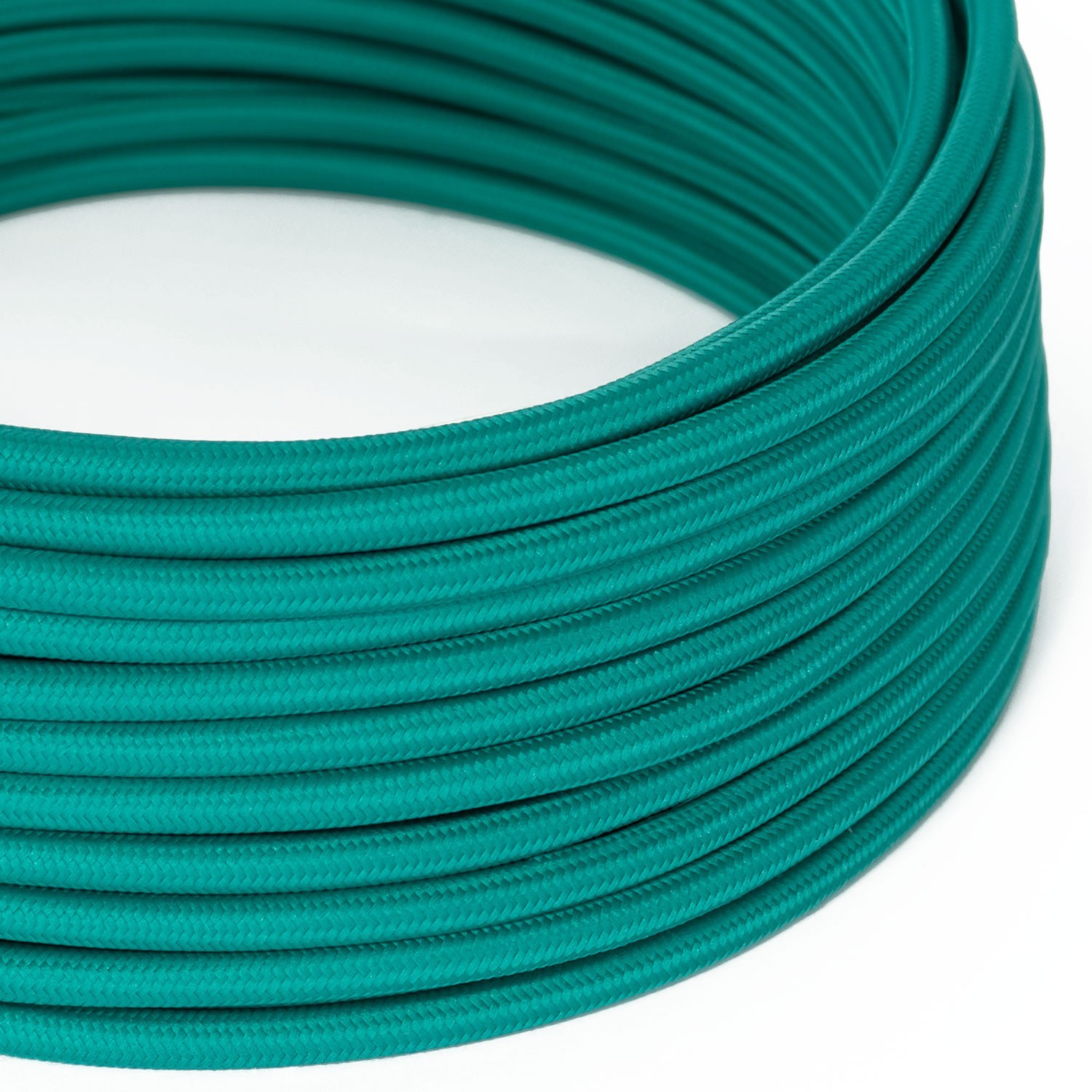 Elektrisches Kabel rund überzogen mit Textil-Seideneffekt Einfarbig Türkis RM71