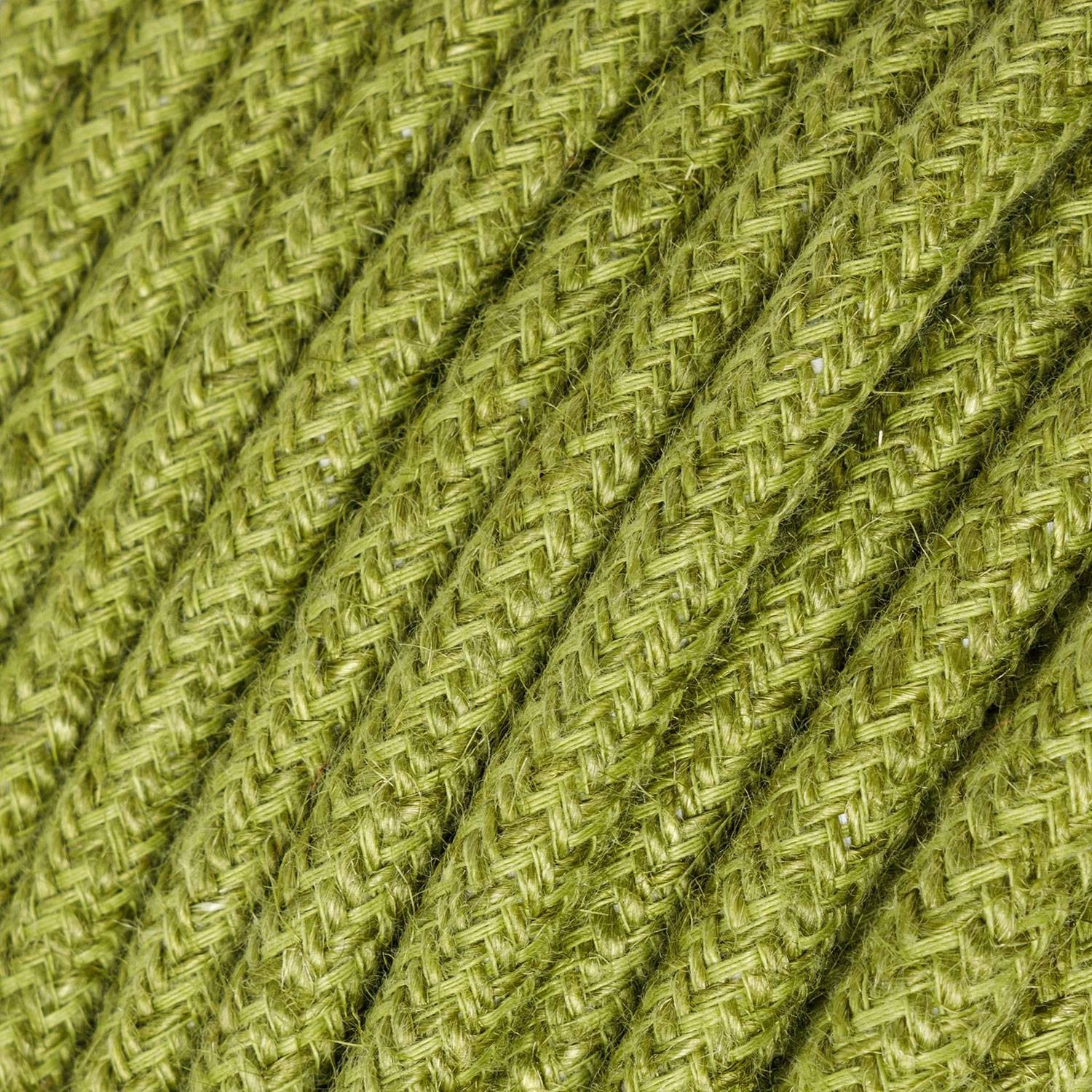 Câble Electrique rond recouvert de Jute Couleur Unie Vert Foin RN23