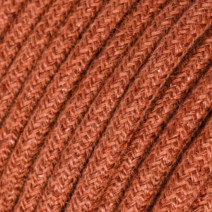 Câble Electrique rond recouvert de Jute Couleur Unie Argile Orangée RN27