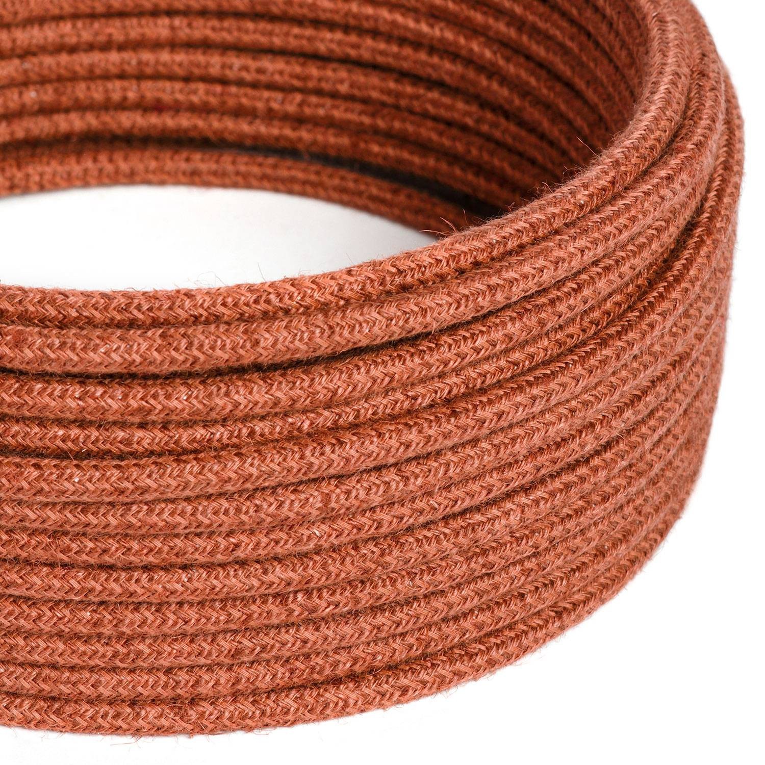 Câble Electrique rond recouvert de Jute Couleur Unie Argile Orangée RN27