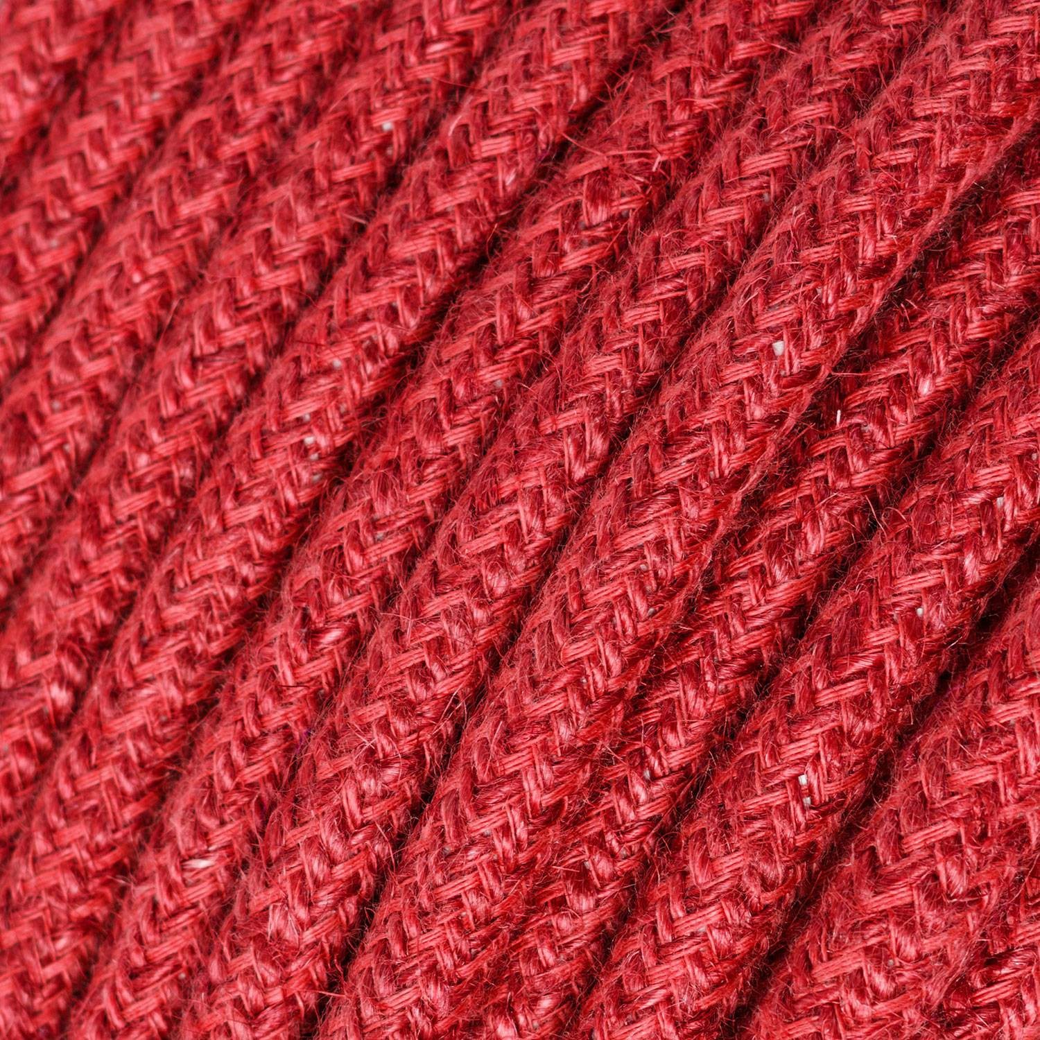Câble Electrique rond recouvert de Jute Couleur Rouge Cerise RN24