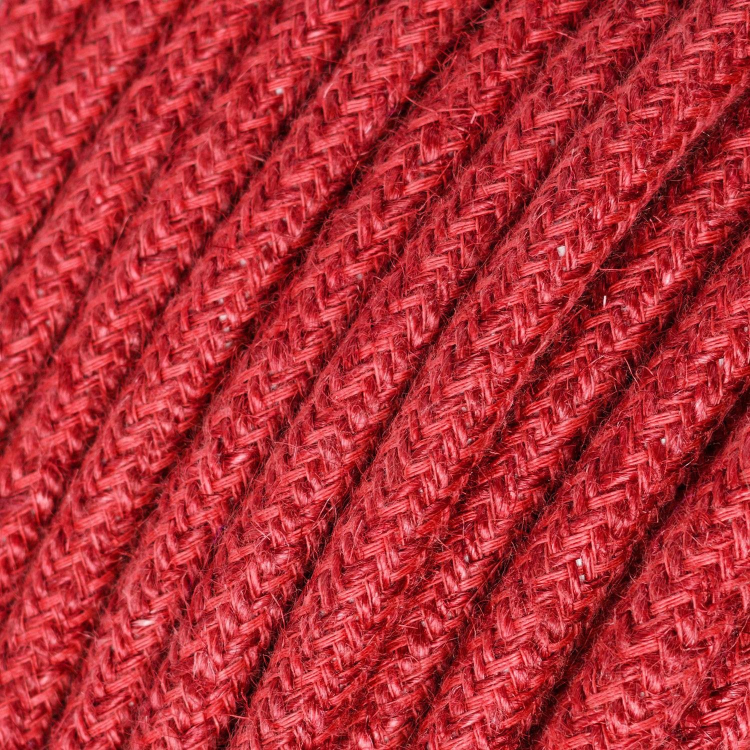 Câble Electrique rond recouvert de Jute Couleur Rouge Cerise RN24