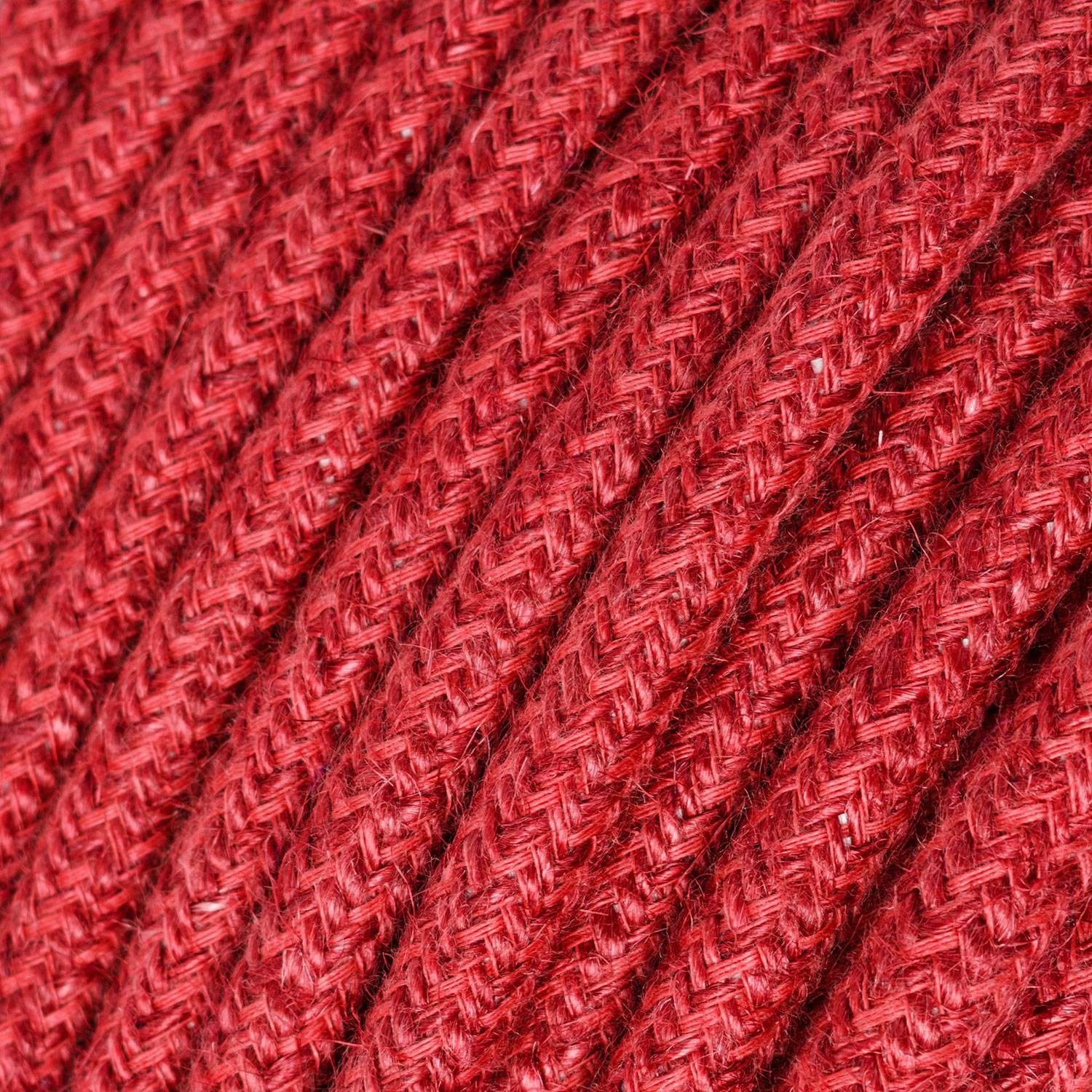 Rundes Textilkabel, Jute, einfarbig Kirschrot, RN24
