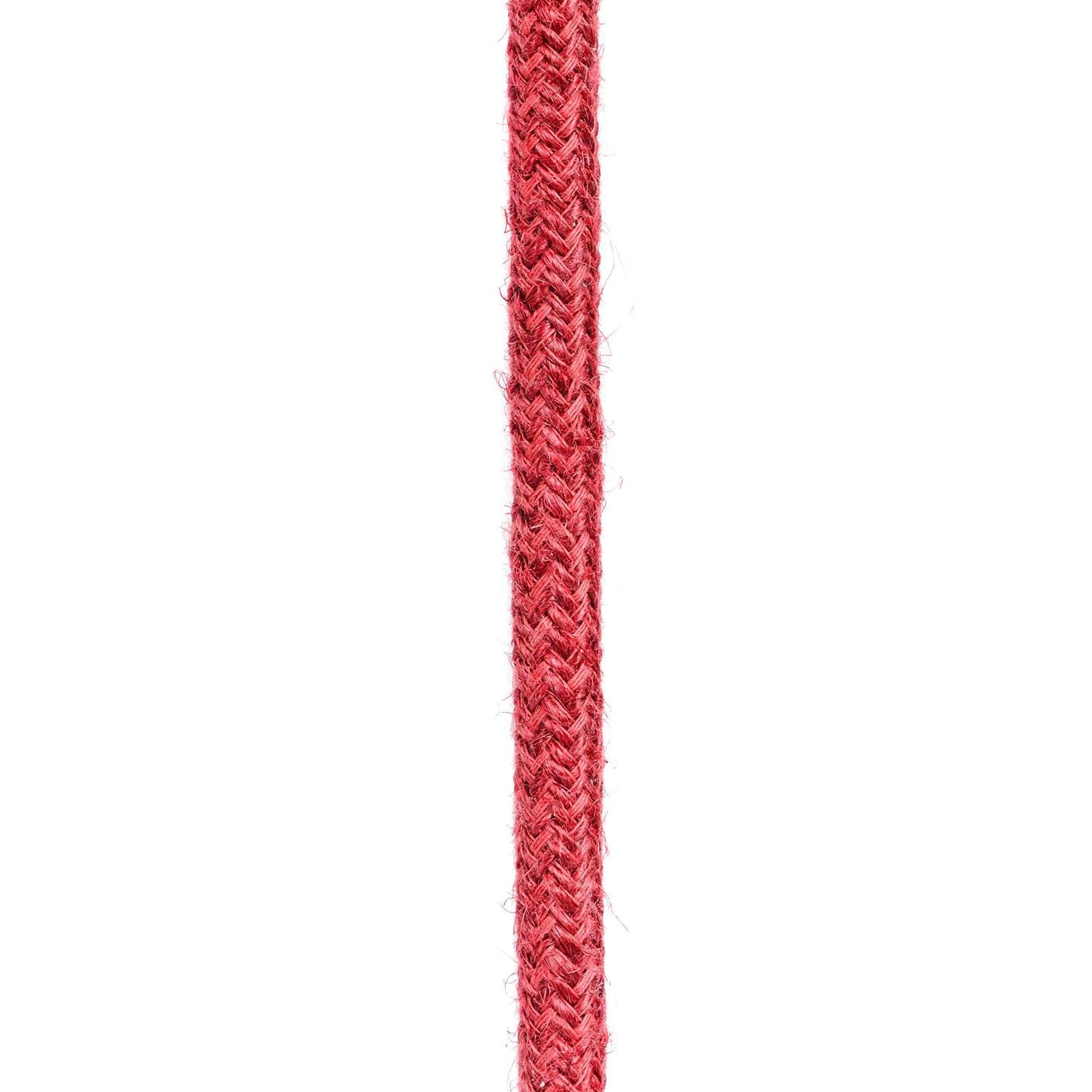 Câble Electrique rond recouvert de Jute Couleur Rouge Cerise RN24