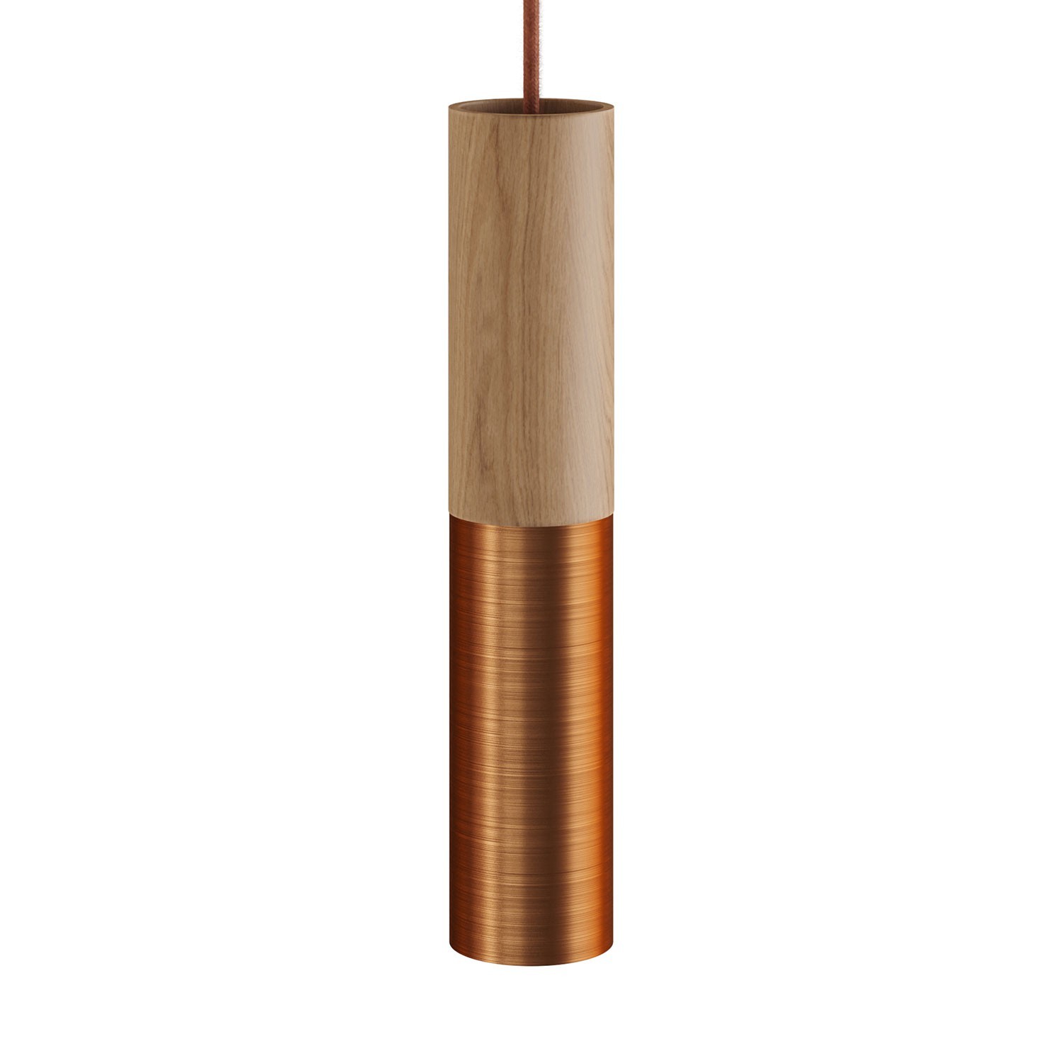Tub-E14, Rohr aus Holz und Metall für Strahler mit E14 Lampenfassung mit Doppelklemmring