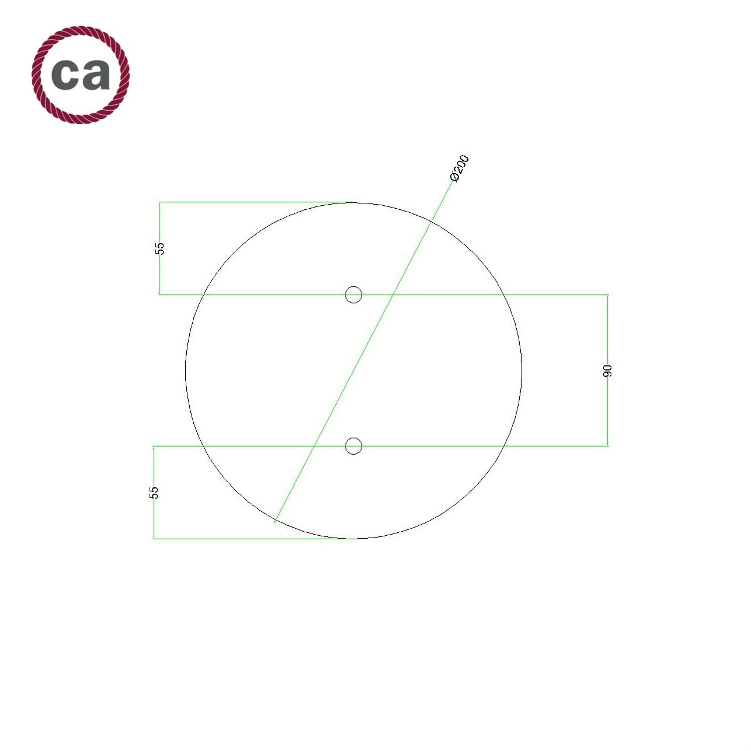 Rosace Rose-One rond de 200 mm de diamètre avec 2 trous et 4 trous latéraux - PROMO