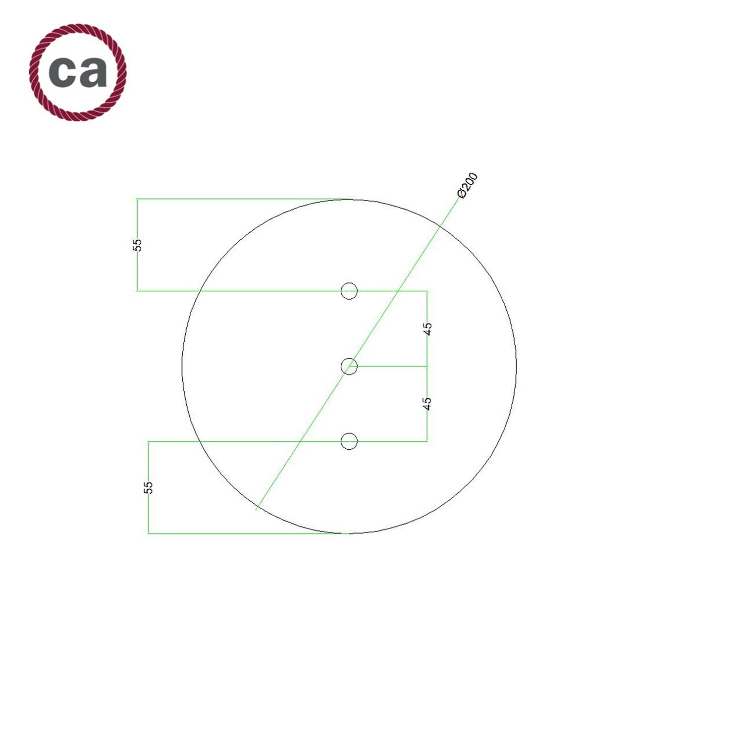 Rosace Rose-One rond de 200 mm de diamètre avec 3 trous alignés et 4 trous latéraux - PROMO