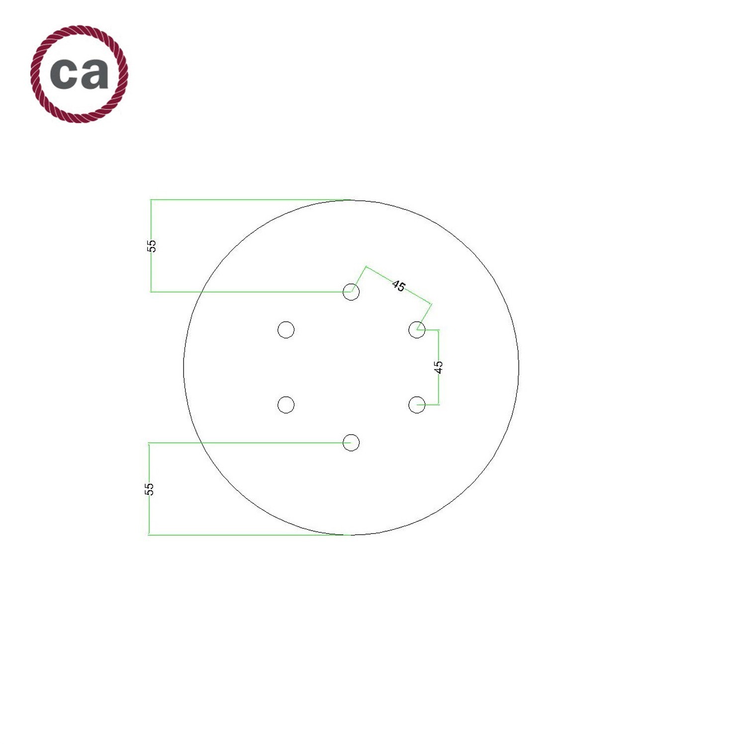 Rosace Rose-One rond de 200 mm de diamètre avec 6 trous et 4 trous latéraux - PROMO