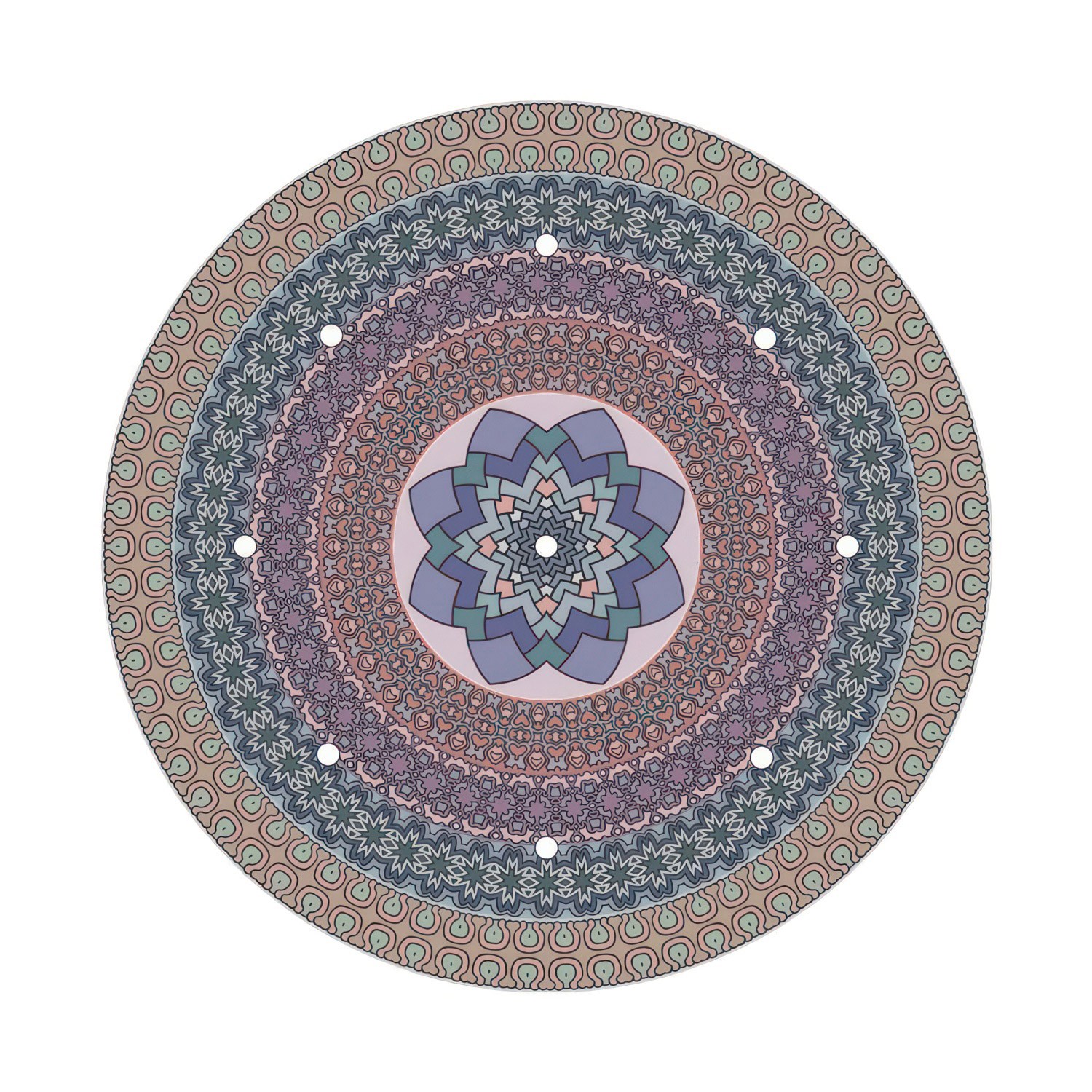 Rosace XXL Rose-One rond de 400 mm de diamètre avec 9 trous et 4 trous latéraux - PROMO
