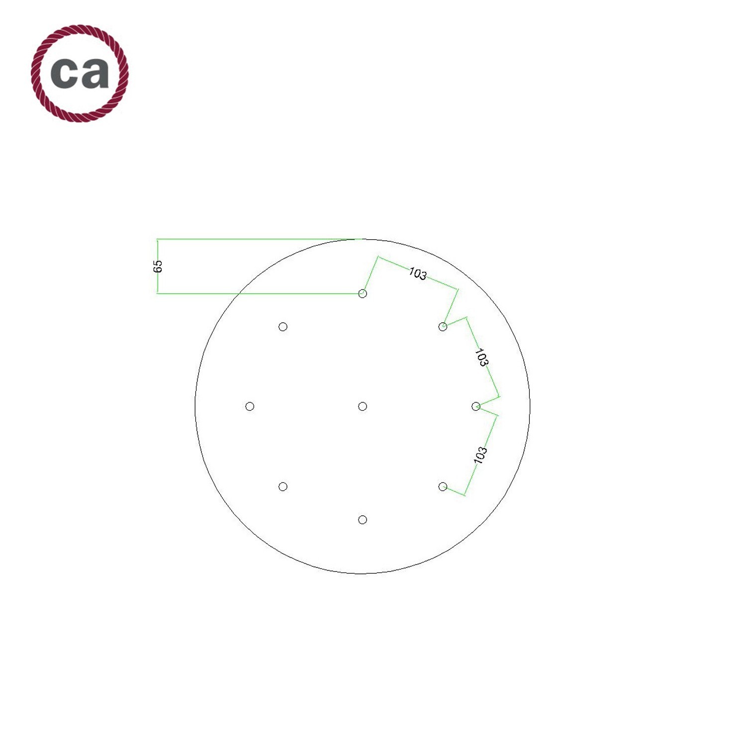 Rosace XXL Rose-One rond de 400 mm de diamètre avec 9 trous et 4 trous latéraux - PROMO