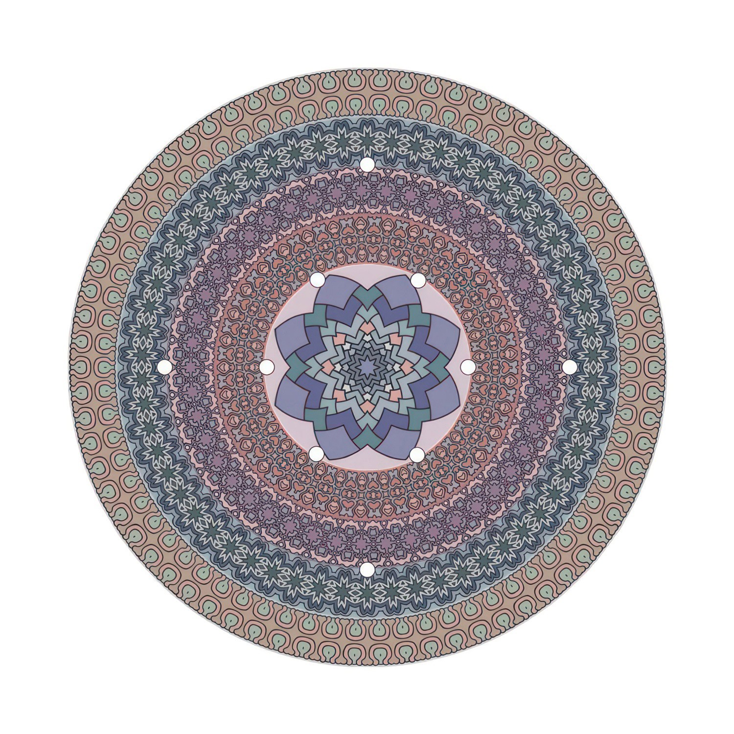 Rosace XXL Rose-One rond de 400 mm de diamètre avec 10 trous et 4 trous latéraux - PROMO